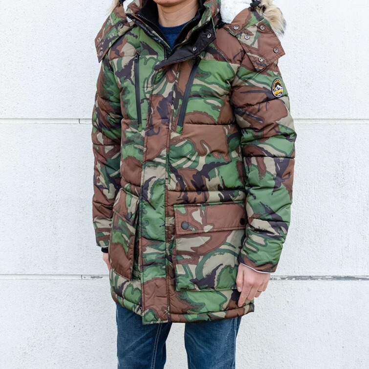 British Superdry Extremely Dry-Proof Men's Winter Mid-Length Fur Collar Trendy Jacket Thickened Padded Parka Coat