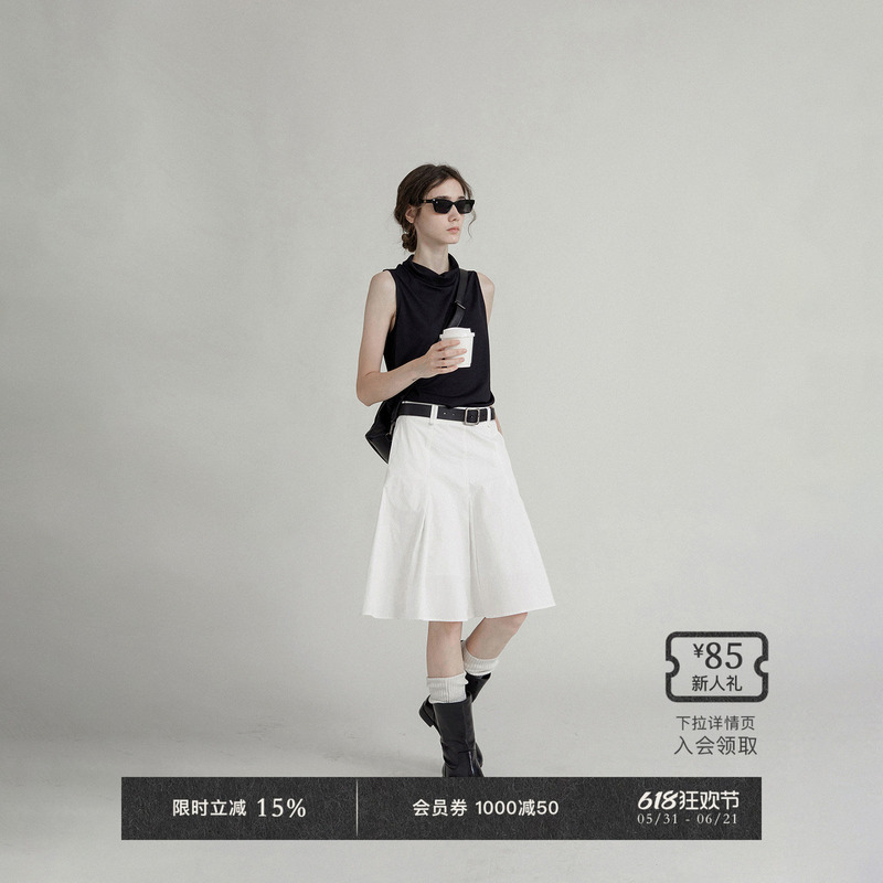 Veega Chic Spring/Summer 100% Cotton Twisted Commuting Craft High Neck Sleeveless Top Vest Blouse