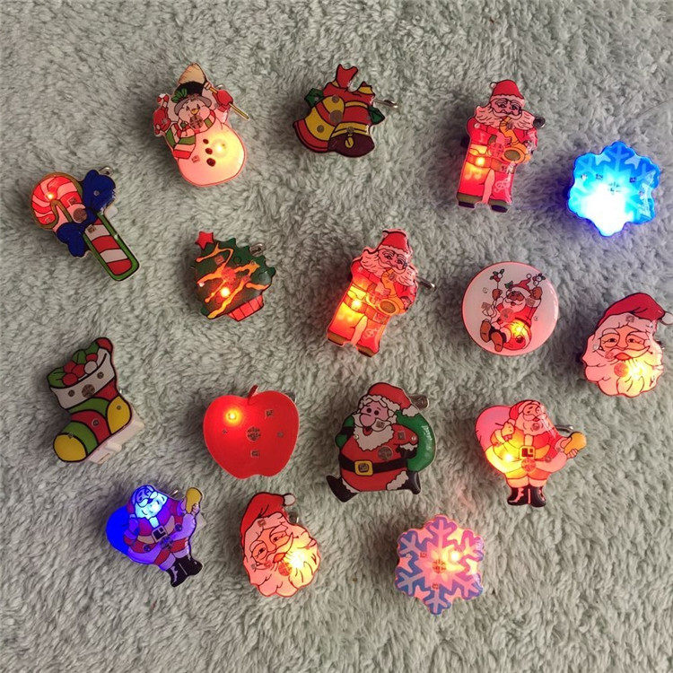 Christmas Glitter Brooch Glow Medal Apple Santa Socks Christmas Tree Festival Gifts Annual Meeting Children