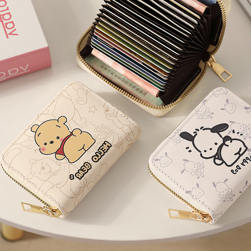 Cute Pacha Dog Cartoon Card Holder for Couples, Large Capacity, Multiple Card Slots, Portable, Compact, Driver's License Storage, Coin Purse