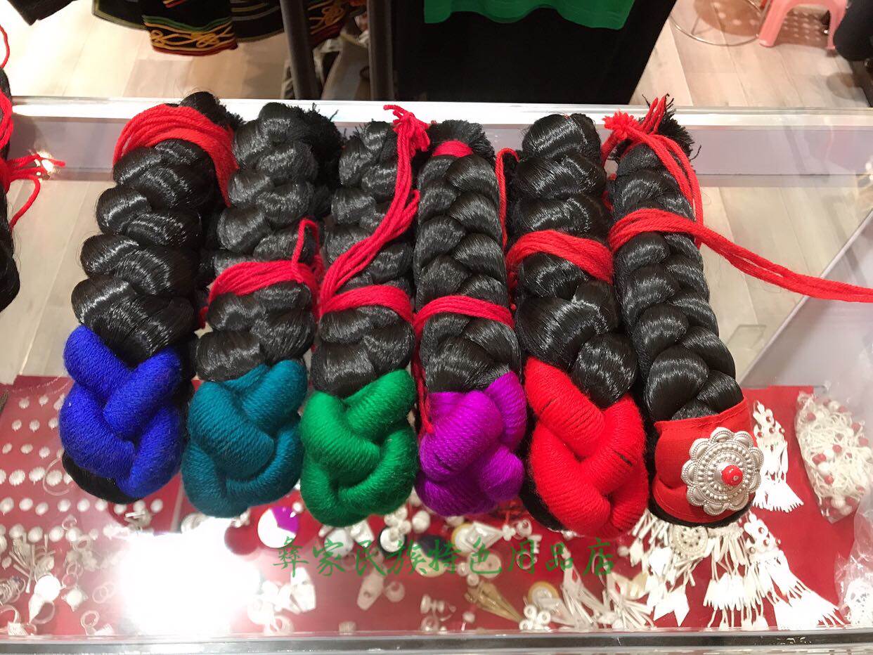 Cool Mountain Yi Wig Braids Women Children Red Hair Line Hat Black Decorated Head Accessories Hair Accessories Photography Dance Props