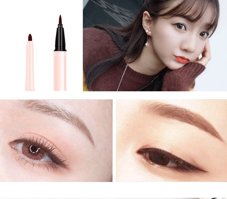 Bút kẻ mắt hai đầu NANDA giả màu nâu sẫm đường bút kẻ mắt Li Jiaqi không nở không thấm nước dễ tô màu - Bút kẻ mắt kẻ mắt dạ
