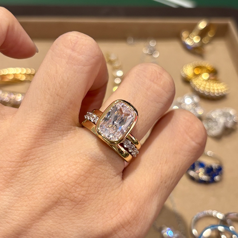 [Sold Out, No Replacement] Lysh Italian Craftsmanship Georgian S925 Silver Radiant Ice Flower High-Carbon Diamond Ring