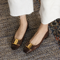 The retro wind of Lavard giant jagh ~ 2021 genuine leather 100 lap single shoes female butterfly knot female shallow flat bottom