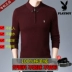 Playboy winter nam 100% áo len cashmere nguyên chất bó sát màu rắn cổ chữ V dày áo len đan len - Áo len