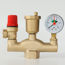 Air energy water tank boiler safety component brass 1-inch automatic exhaust valve pressure gauge pressure relief valve component