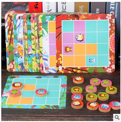 Dolai animal logic game Sixteen squares children's 3-6 years old puzzle table game Brain development teaching toy