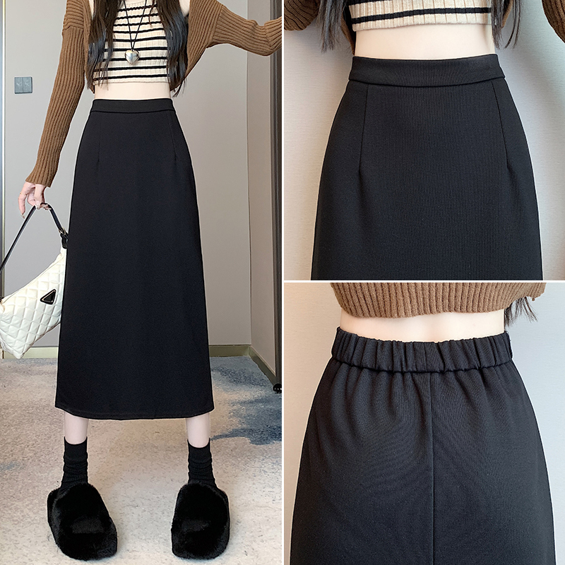 Plus Size Black Skirt Women's Suit Hip-Covering A-Line Straight Skirt Tube Skirt Spring Spring & Fall New Long Skirt