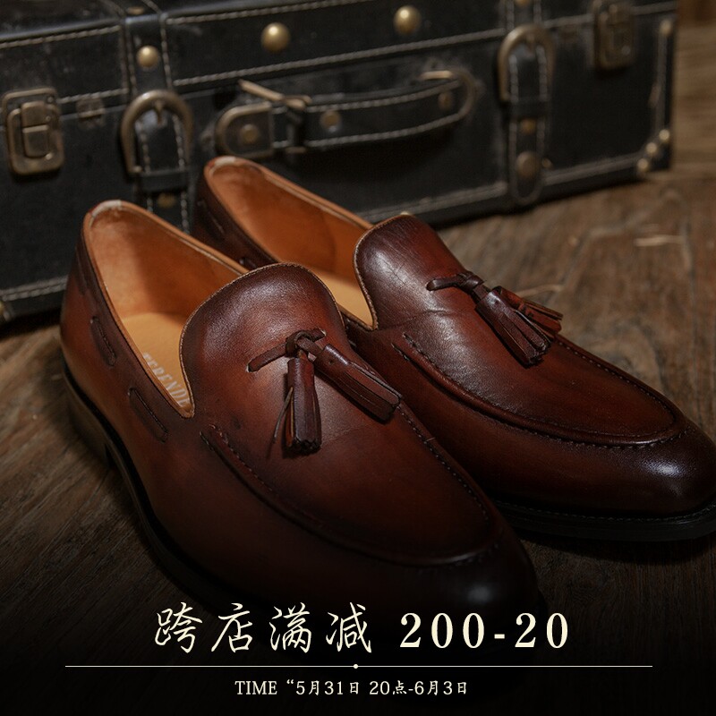 Inlen Wind Retro Summer Genuine Leather Lefu Shoes Men's Breathable Comfort Casual Leather Shoes Hand Sewn Mokashin Shoes