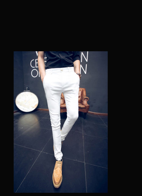 Quần bó chân màu đỏ co giãn phiên bản Hàn Quốc của xu hướng Slim night stylist làm tóc mỏng quần dài giản dị quần áo nam shop quần áo nam