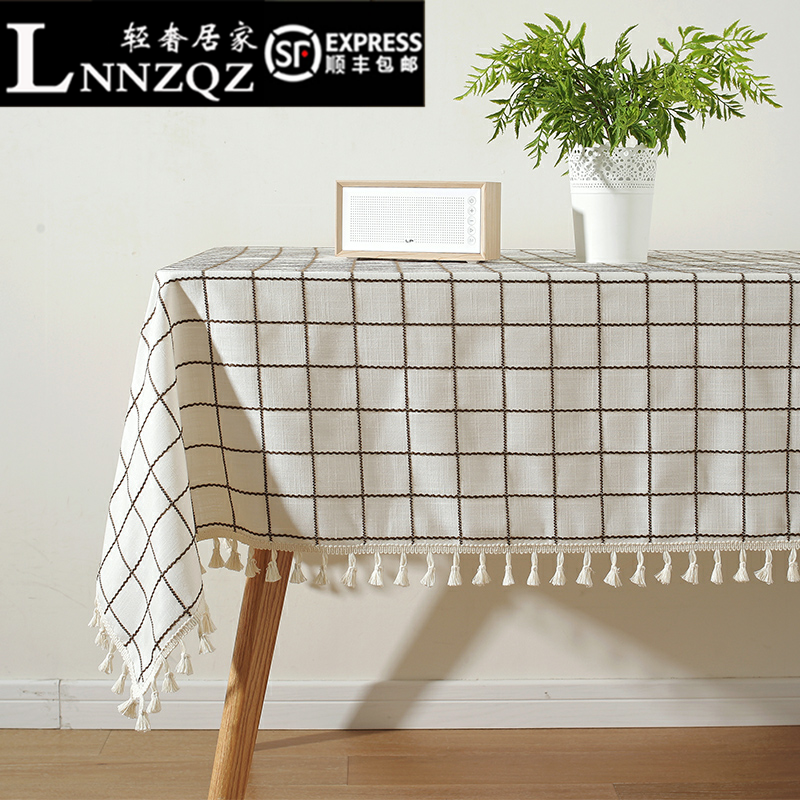 Simple modern tablecloth Japanese fabric cotton linen small fresh and simple Chinese Nordic tablecloth rectangular coffee table ins