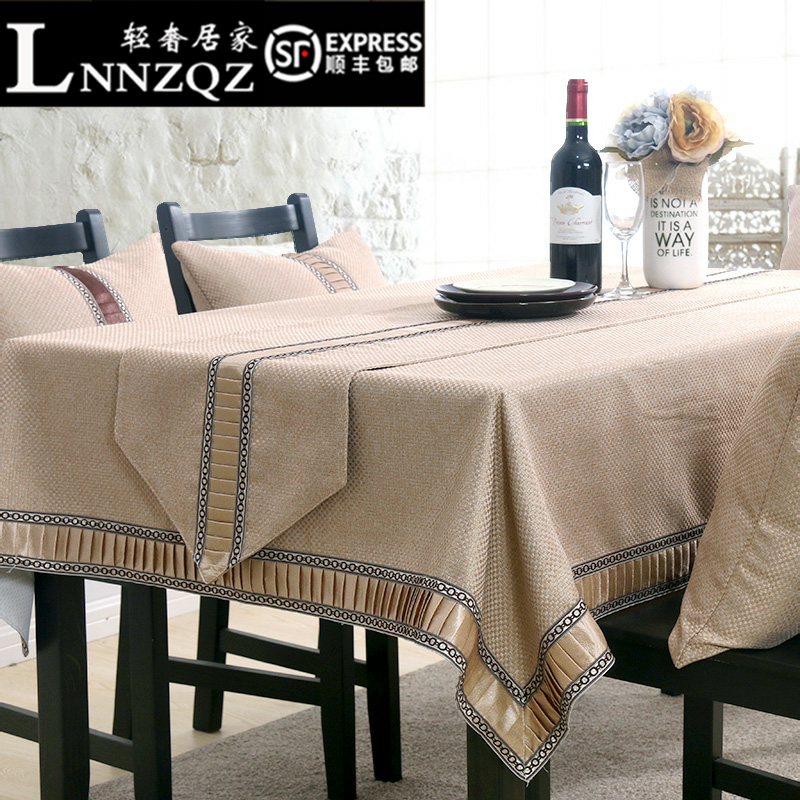 Pure color tablecloth fabric European rectangular tablecloth simple modern cotton leprosy coffee table cloth can be customized