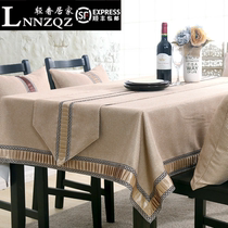 Pure color tablecloth fabric European rectangular tablecloth simple modern cotton leprosy coffee table cloth can be customized
