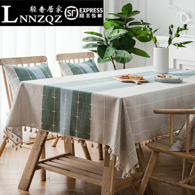 Tablecloth Art Cotton Linen Small Fresh Simple Chinese Modern Simple Nordic Tablecloth Rectangular Coffee Table Ins Students