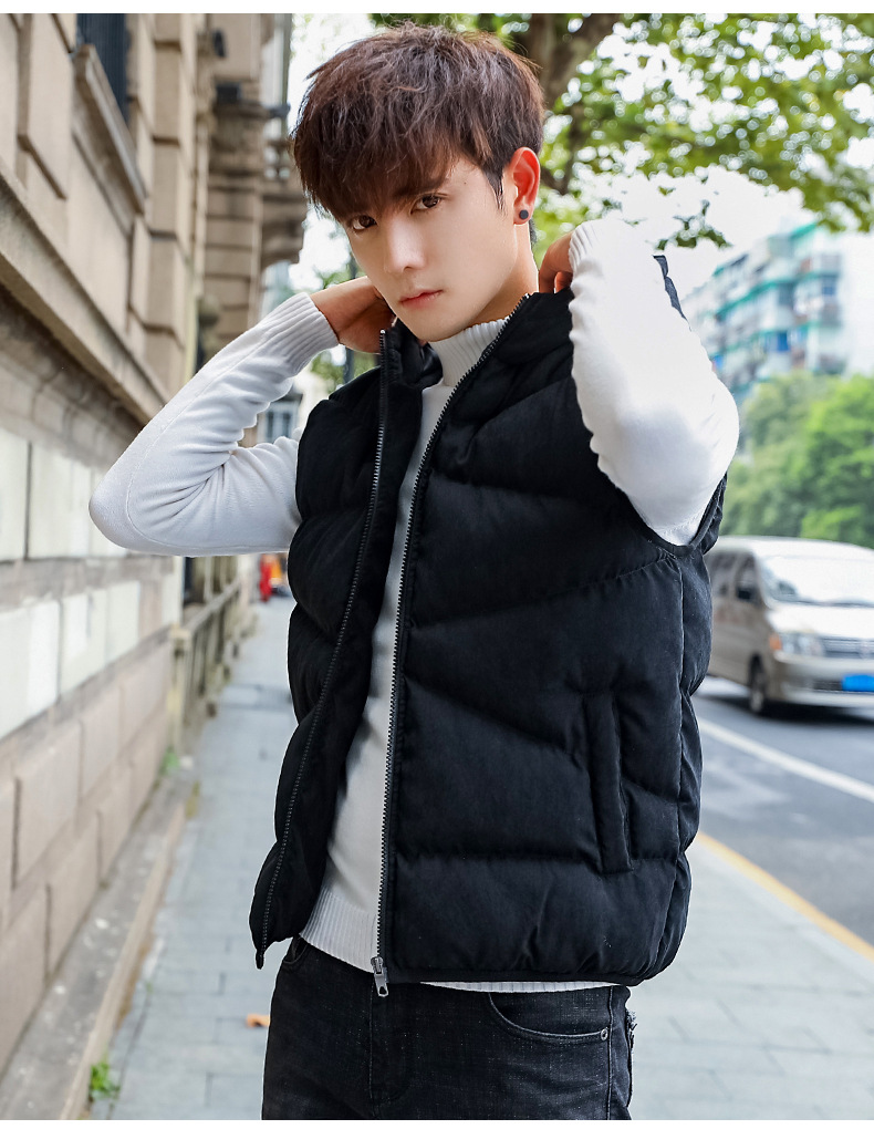 Mùa thu và mùa đông nam cotton vest thanh niên trùm đầu vest lỏng dày tay vest Hàn Quốc phiên bản của xuống áo khoác áo khoác áo thun cotton
