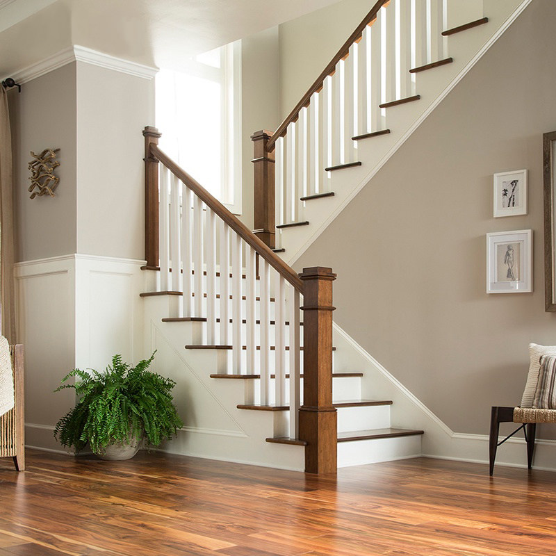 Chengdu duplex apartment solid wood staircase custom villa European rotating stair handrail custom whole house customization