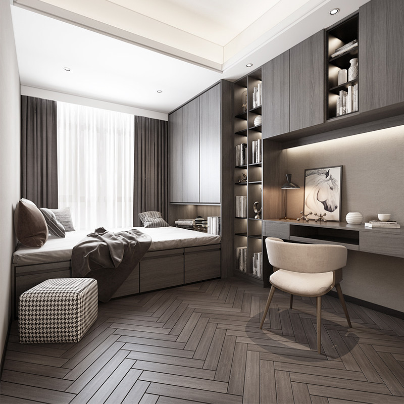 Japanese balcony study solid wood floating window bedroom tatami custom modern European furniture custom Chengdu