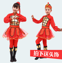 June 1 childrens ancient soldier performance costume Male costume armor Opera performance costume General Mulan costume Han costume