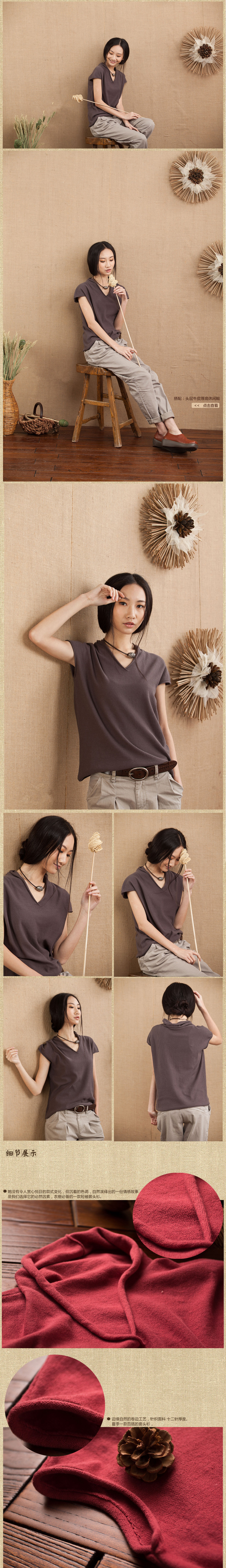 Áo phông mùa hè 2018 cotton và vải lanh văn học của phụ nữ giản dị áo thun cotton rộng rãi áo len nữ ao thun