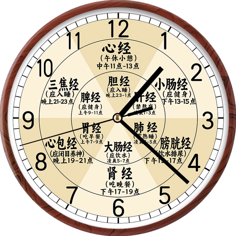 Traditional Chinese Medicine Shop Therapy Wall Clock Health Center Clock Twelve Hour Radio-Controlled Clock Meridian Flow Acupuncture Shop Wall Clock