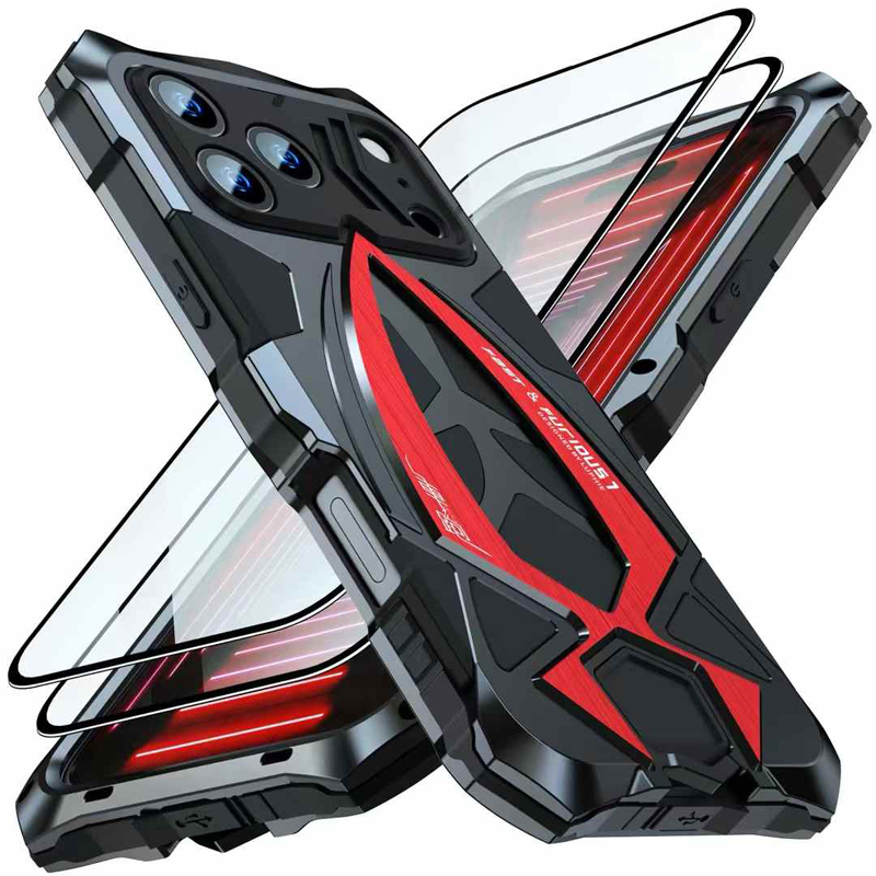 Suitable for Apple iPhone 17 Pro Max Phone Case, New Full-Cover Silicone Anti-Drop Thickened Metal Airbag Protective Case, Trendy Internet Celebrity Style, High-End Feel, Triple-Protection, Unisex Case, European and American Style