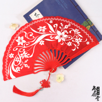 9-inch red dance folding fan dancing fan big number show props for opening and closing plastic fan fabric fan