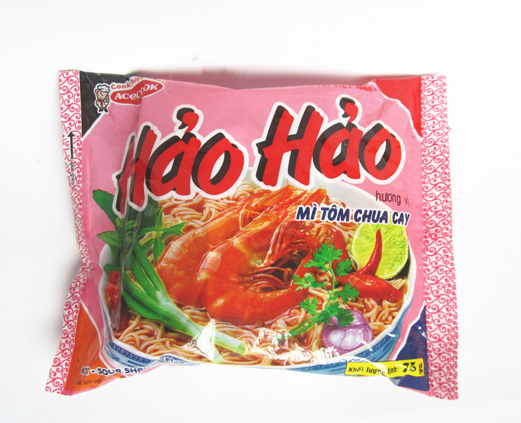 Whole box of Vietnamese HaoHao good hot and sour shrimp noodles 30 bags x75g Instant Noodles instant noodles fast food noodles