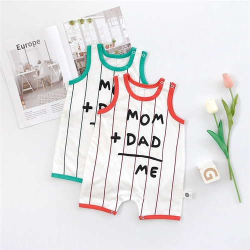 Детское хлопковое боди без рукавов для новорожденных, летняя одежда подходит для мужчин и женщин для девочек, 0-3-6-9-12 мес.