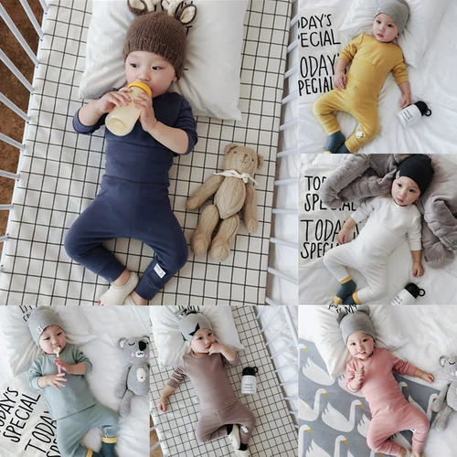 Детский осенний демисезонный комплект подходит для мужчин и женщин, бандаж пупочный для девочек, базовые хлопковые штаны, высокая талия, 01-2 лет
