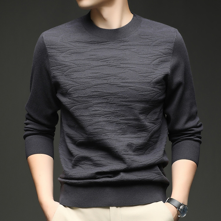 Men's Thin Round-Neck Solid Color Base Shirt, Knitted Sweater, Men's Thin Sweater, Men's Long-Sleeve Base Shirt