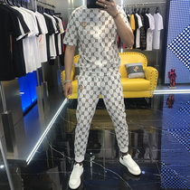 2021 Summer New Pint Men Suit Fashion Cardiovert Zipper Short Sleeve Personality stand-up collar with two sets of damp