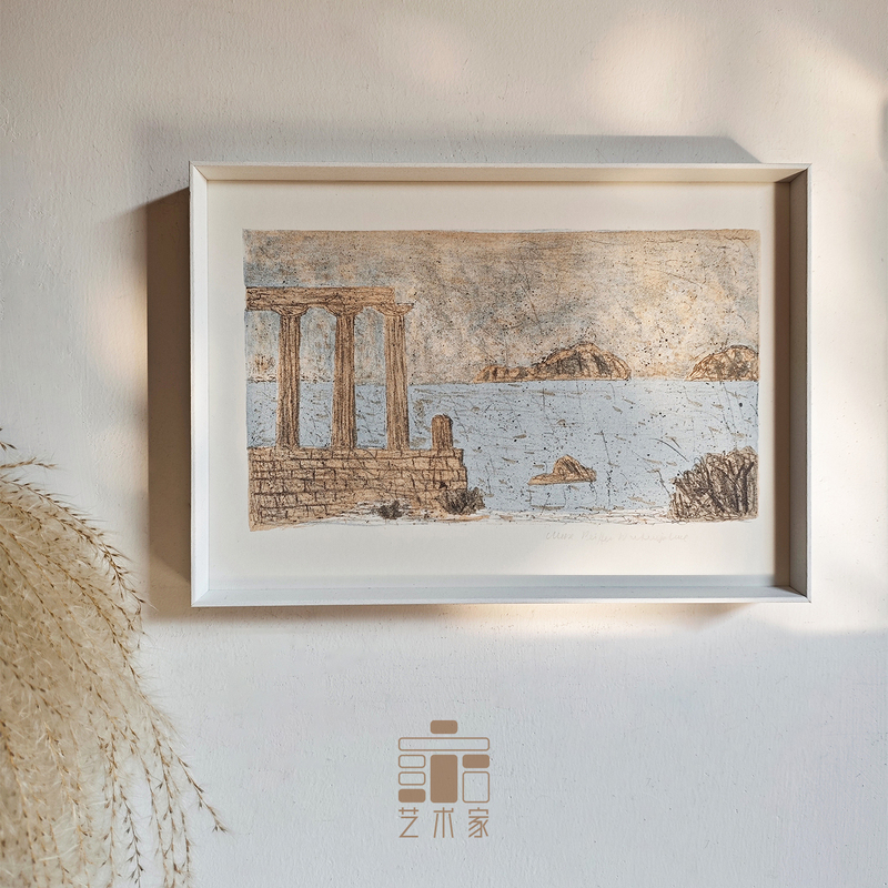 Seaside Rain Scene Lyrical Landscape Painting Decorative Wall Art Giclee White Aluminum Alloy Frame Modern Minimalist Artistic Seaside Rain Scene Lyrical Landscape Painting Decorative Wall Art Giclee White Aluminum Alloy Frame Modern Minimalist Artistic