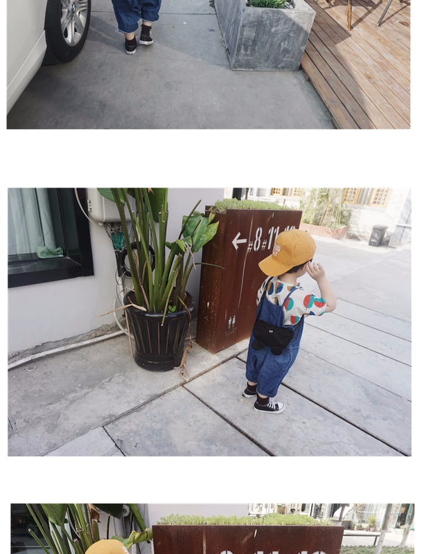 Quần yếm denim của trẻ em mặc nhà rộng rãi thoải mái