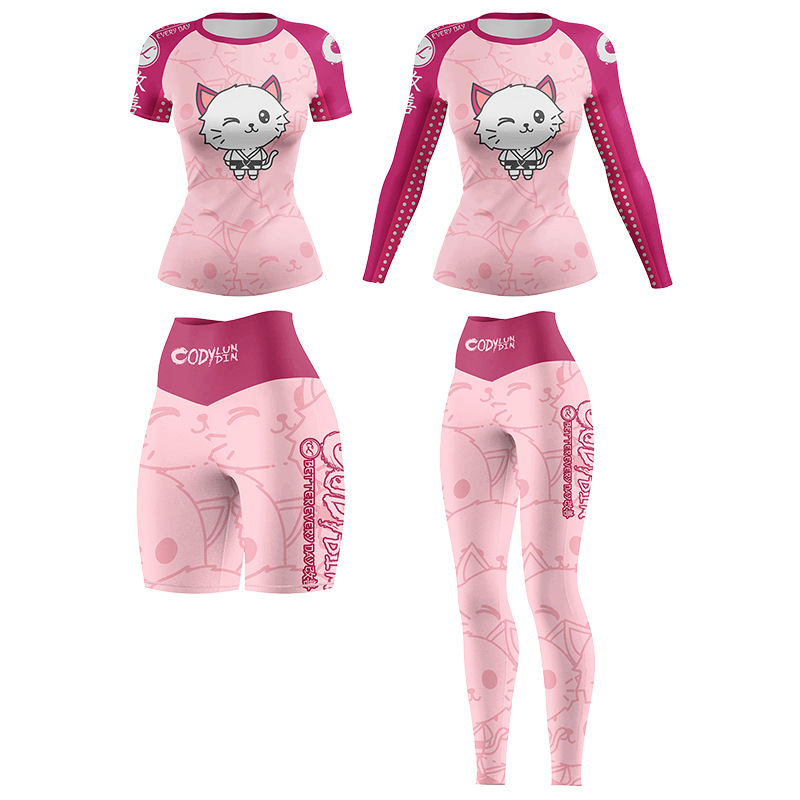 Ninja Cat Mma Camouflage Mixed Martial Arts Brazilian Jiu-Jitsu Clothing Women's Anti-Chafing Long-Sleeved Sports Quick-Drying Fitness Set