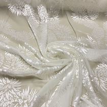 100% pure mulberry silk rotten floral gauze white pineapple flower scarf dress cheongsam fabric