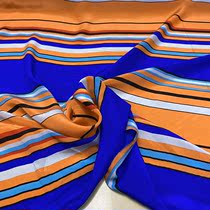 100% pure mulberry silk silk crepe blue orange colored strip scarf shirt dress fabric