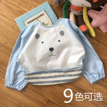 Japanese cute male and female baby long sleeve anti-dressing EVA waterproof dining clothes baby eating food supplementary clothing no fluorescence