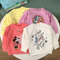90-140 Day Single Outlet Female Baby Princess Sweatshirt Pure Cotton Woolen Collar Blouse Girl Cartoon Bubble Cuff Long Sleeve Shirt