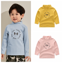 Childrens duvet beat undershirt semi-high collar fever fiber male and female warm T-shirt with a baby collar blouse thick