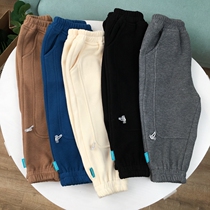 80-150 Winter Style Plus Suede Children Integral Suede Pants Mini composite suede boy pants baby long pants crotch deep