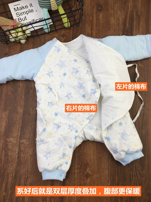 59-66 kích thước sơ sinh cotton chần bông một mảnh romper với một phần ngực romper mùa đông dày quần áo cho trẻ sơ sinh - Áo liền quần