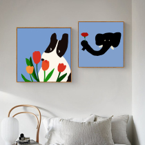 Nordic Diy Digital Oil Painting Hand Painted Cartoon Living Room Animal Oil Color Painting Fill Simple Puppy Decoration Painting Ins