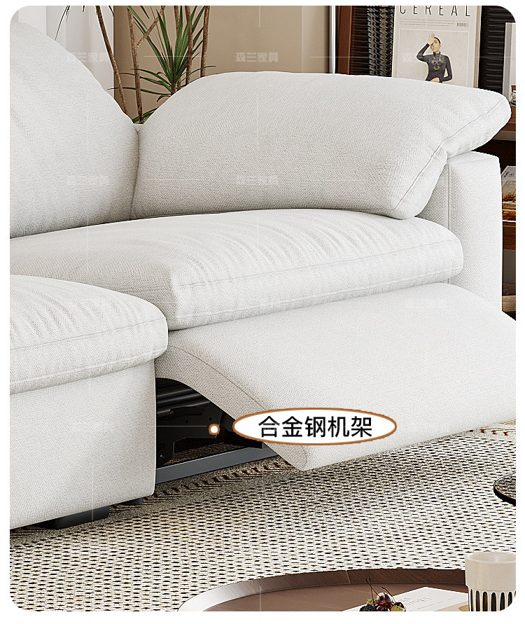 Функциональные диван 奶油风电动功能云沙发零靠墙棉麻布艺沙发客厅小户型简约羽绒沙发