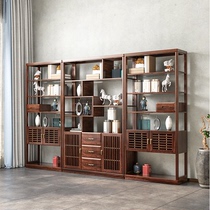 New Chinese solid wood Bogu rack Ebony wood living room study storage display rack combination with drawer Full solid wood furniture