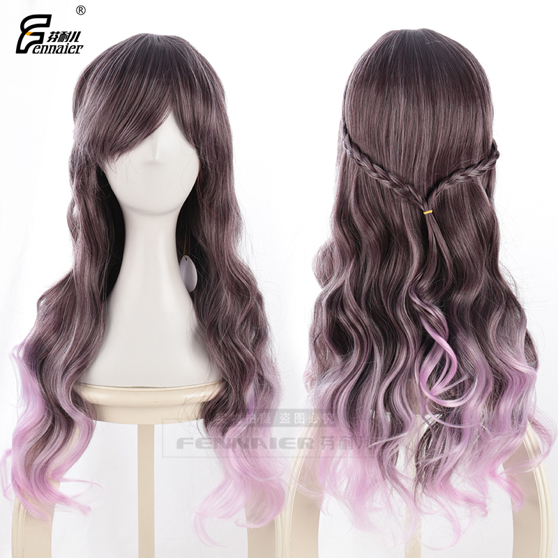 Fenner's Long Curly Hair Lolita Natural Popular Lo Purple Gradient Jk Girl Wig Princess Braid Has Been Styled Fenner's Long Curly Hair Lolita Natural Popular Lo Purple Gradient Jk Girl Wig Princess Braid Has Been Styled