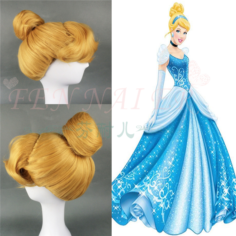 Fenair Disney Princess Cinderella Golden Updo Hairstyle Cosplay Wig A1287