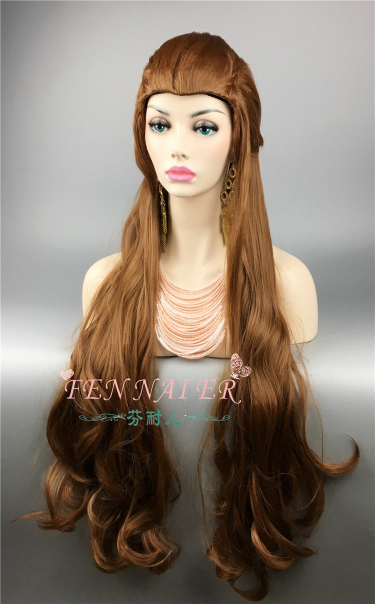 The Hobbit Elf Tauriel Wig Synthetic Hair Costume Long brown wavy