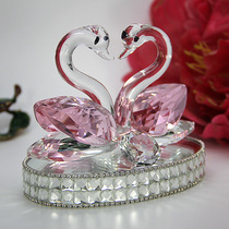 Car Vehicular Couple Crystal Twin Swan Pair Swan Auto Swing Piece Crafts Ornament Crystal Car Perfume Base