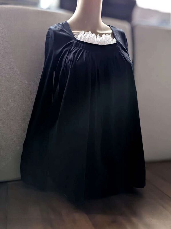 Japanese-Style High-Quality Pure Cotton T-Shirt for Women, Long-Sleeved with Lace Trim, Super Pretty Lolita Style Base Shirt, Black and White