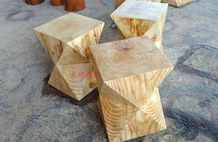 Gỗ tự nhiên khối gỗ khắc gốc phân cây trụ gỗ cọc gỗ bên cạnh đầu giường bàn trang trí đơn giản cơ sở - Các món ăn khao khát gốc bàn ghế bằng rễ cây